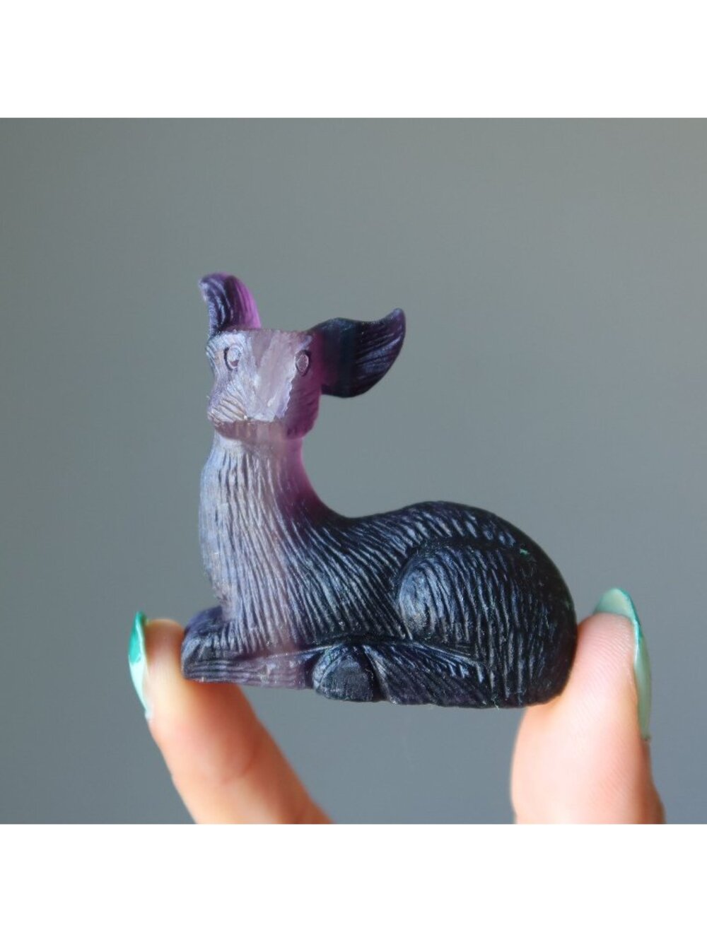 Fluorite Deer Magical Meadow Animal Figurine Purple Gemstone Crystal